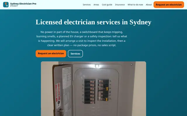 Home page of sydneyelectricianpro.com