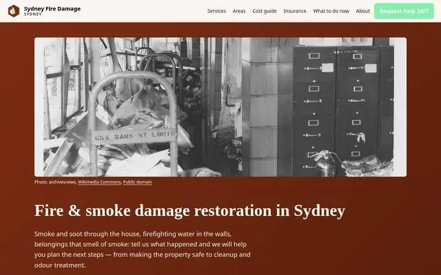 Home page of sydneyfiredamage.com