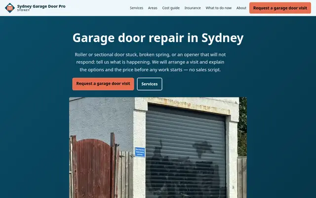Home page of sydneygaragedoorpro.com