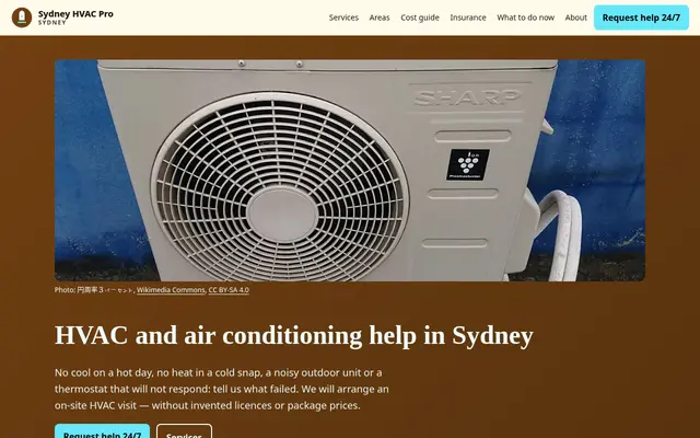 Home page of sydneyhvacpro.com
