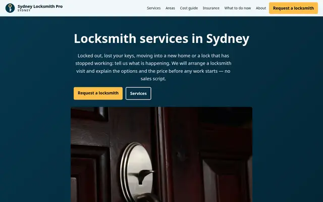 Home page of sydneylocksmithpro.com