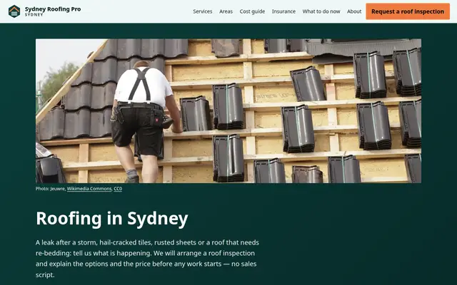 Home page of sydneyroofingpro.com