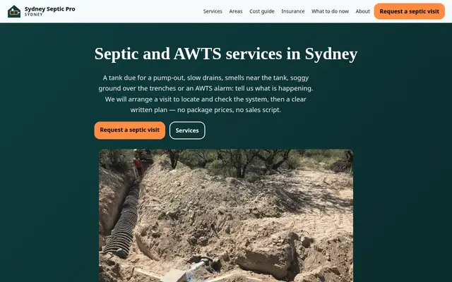 Home page of sydneysepticpro.com