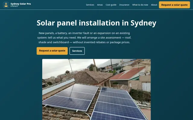 Home page of sydneysolarpro.com