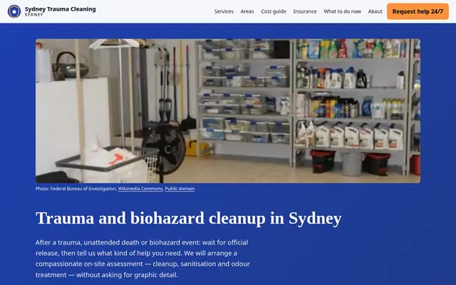 Home page of sydneytraumacleaning.com