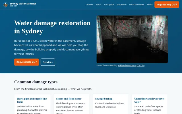 Home page of sydneywaterdamage.com