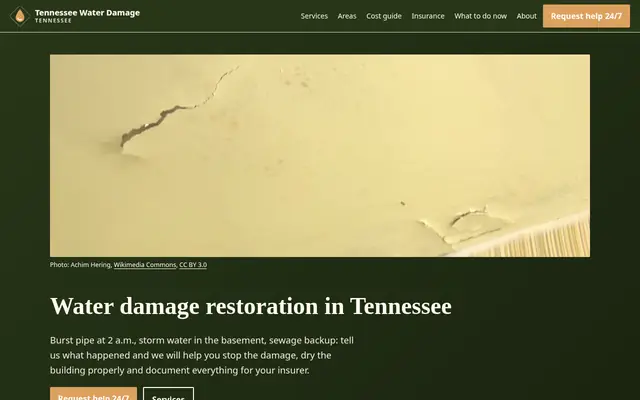 Home page of tennesseewaterdamage.com
