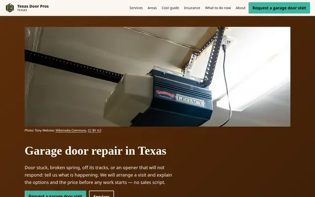 Home page of texasdoorpros.com