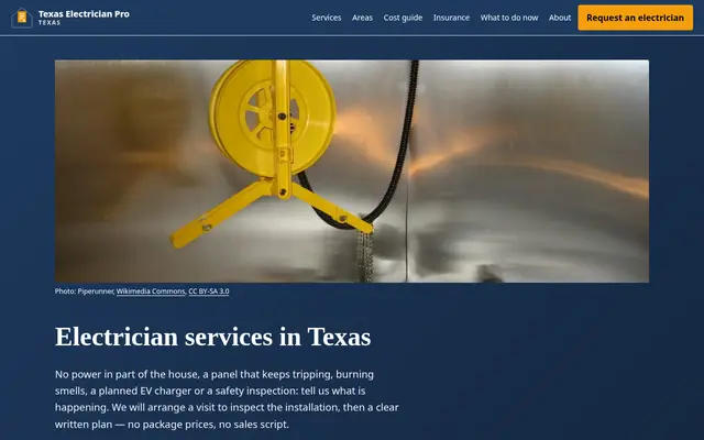 Home page of texaselectricianpro.com