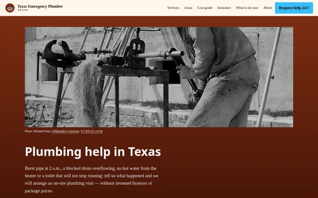 Home page of texasemergencyplumber.com