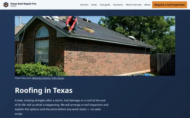 Home page of texasroofrepairpro.com