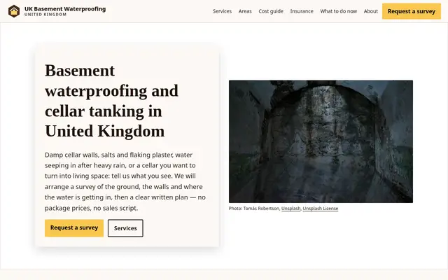 Home page of ukbasementwaterproofing.co.uk