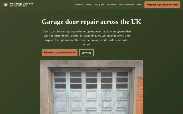 Home page of ukgaragedoorpro.co.uk