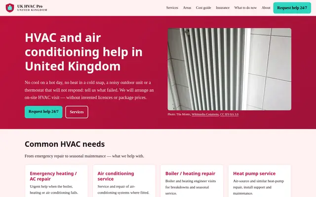 Home page of ukhvacpro.co.uk