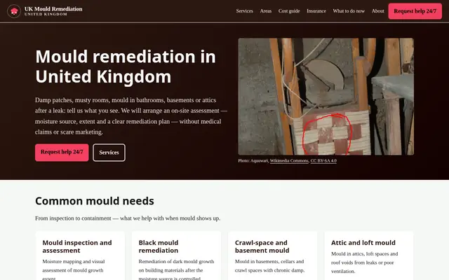 Home page of ukmouldremediation.co.uk