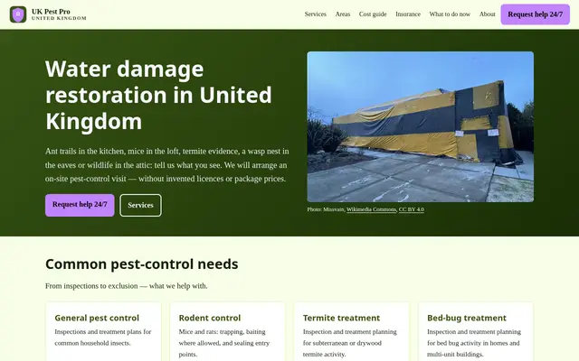 Home page of ukpestpro.co.uk
