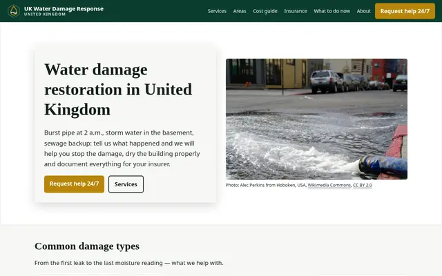 Home page of ukwaterdamage.co.uk