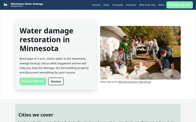 Home page of waterdamageminnesota.com