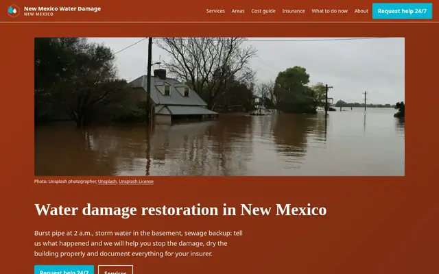 Home page of waterdamagenewmexico.com