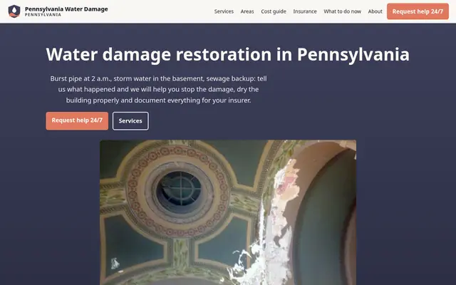 Home page of waterdamagepennsylvania.com