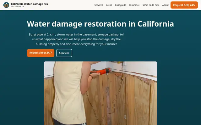 Home page of waterdamageprocalifornia.com