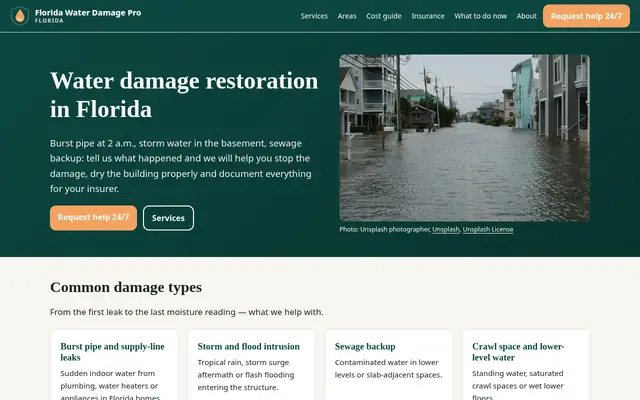 Home page of waterdamageproflorida.com