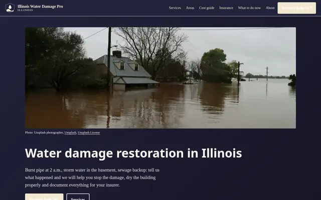 Home page of waterdamageproillinois.com
