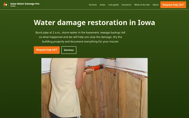 Home page of waterdamageproiowa.com