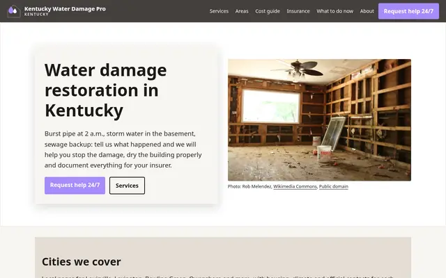 Home page of waterdamageprokentucky.com