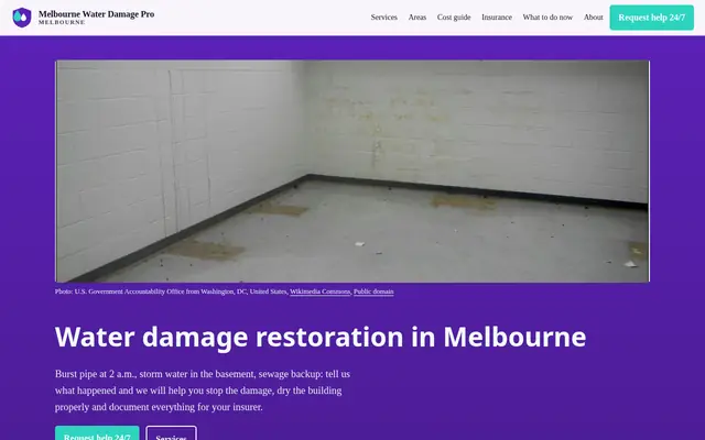 Home page of waterdamagepromelbourne.com