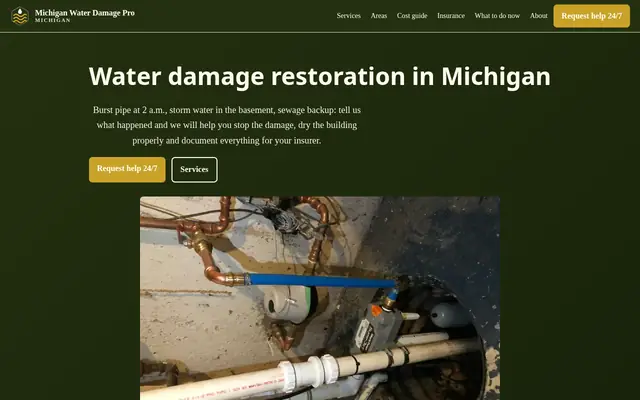 Home page of waterdamagepromichigan.com