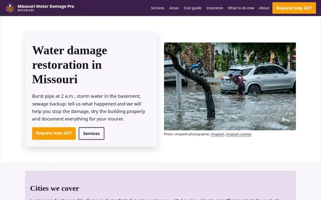 Home page of waterdamagepromissouri.com