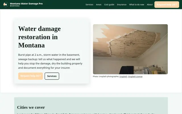 Home page of waterdamagepromontana.com