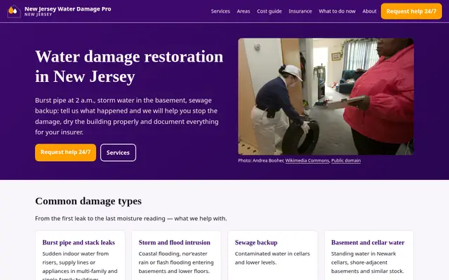 Home page of waterdamagepronewjersey.com