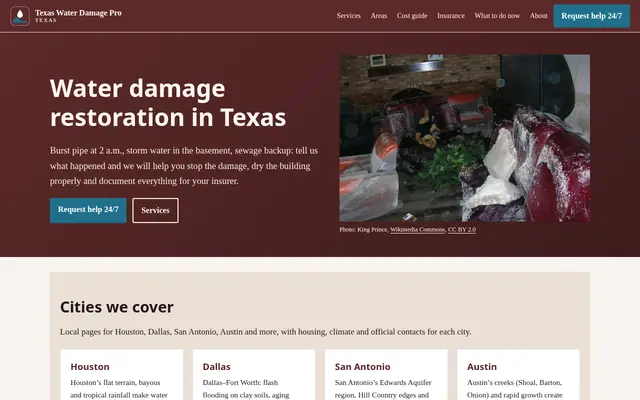 Home page of waterdamageprotexas.com