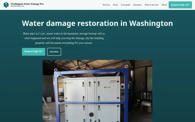 Home page of waterdamageprowashington.com
