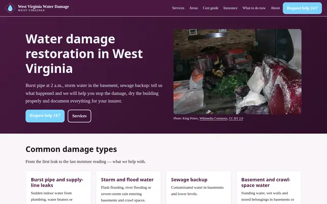 Home page of waterdamagewestvirginia.com